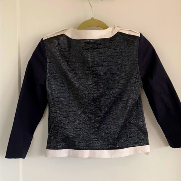 Michael Kors leatherette Cropped Blazer Navy 2 - Picture 8 of 12